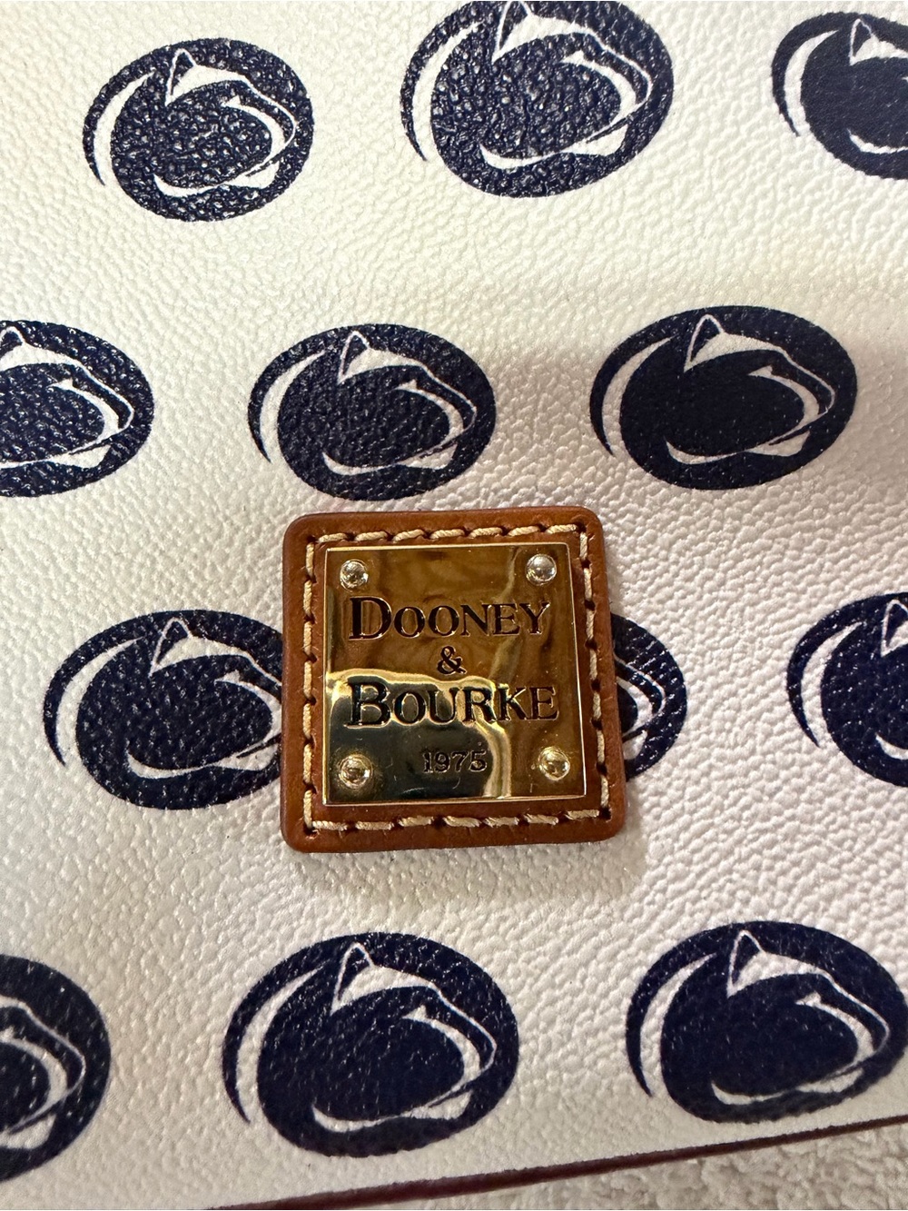 Dooney & Bourke Navy & White Signature Celeste Satchel w/ Penn State Nitany logo - Picture 2 of 6